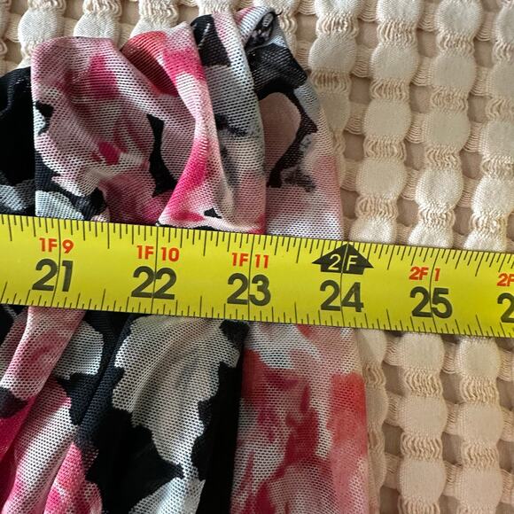 WHBM Y2K Ribbed Floral Blouse Semi-Sheer Lined Coquette V-Neck Whimsigoth - Picture 8 of 8